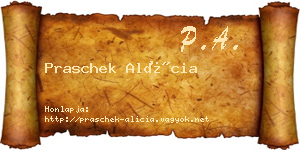 Praschek Alícia névjegykártya